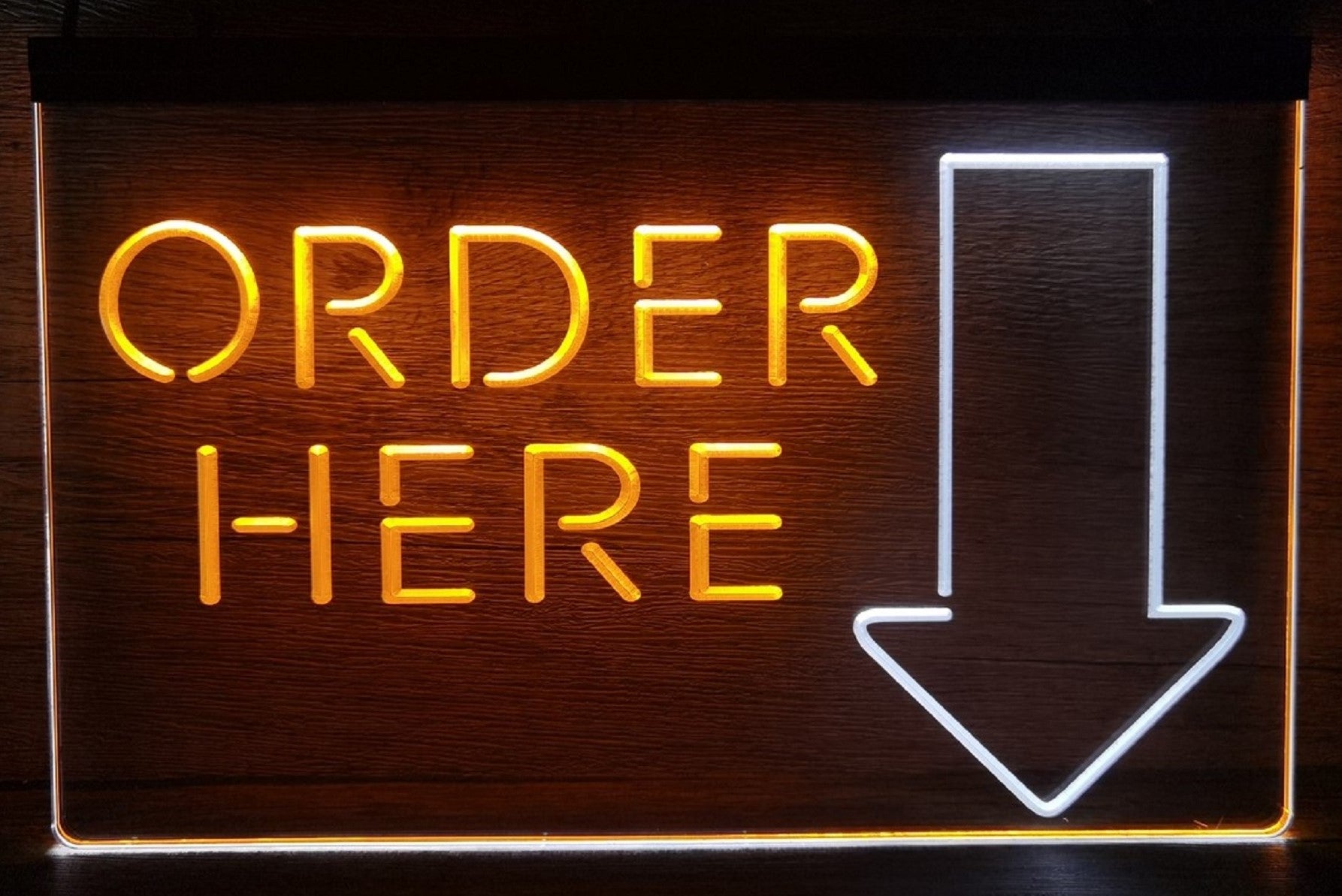 Order Here Led Neon Sign Dual Color Shop Restaurant Decor Wall Hanging Desktop