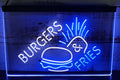 Burgers & Fries Led Neon Sign Dual Color Kebab Burger Restaurant Decor