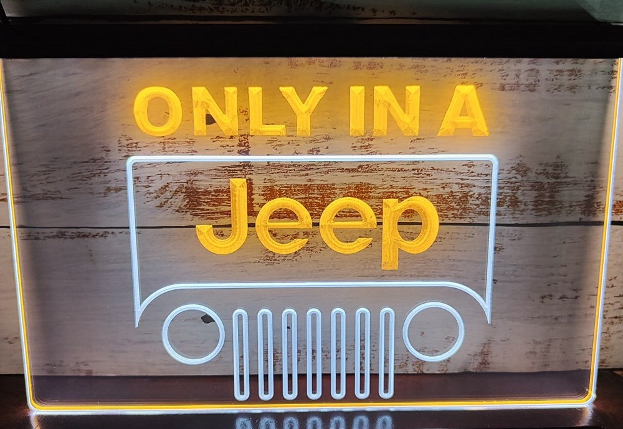 Only In A Jeep Led Neon Sign Dual Color Wall Hanging Or Desktop Decor