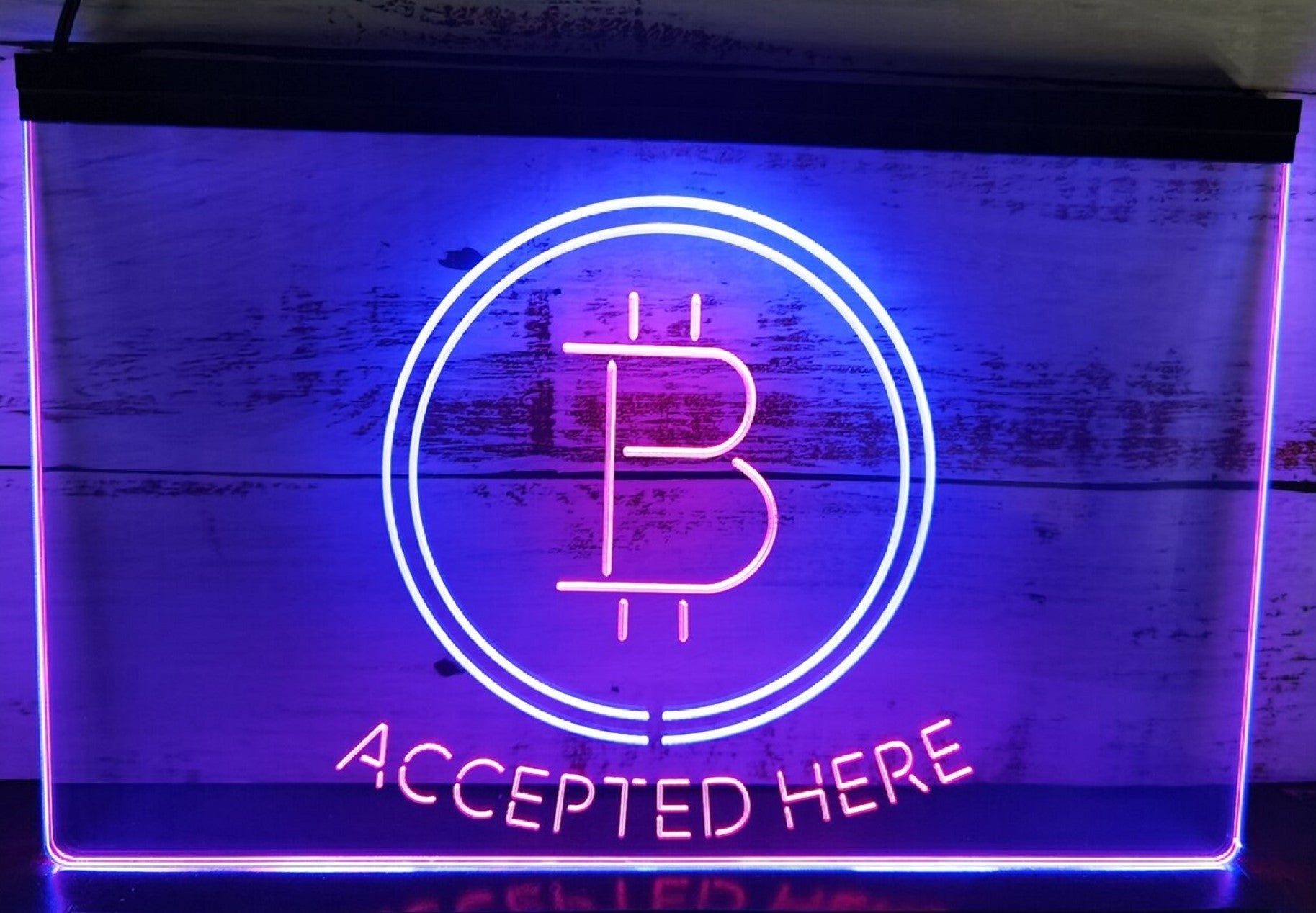 Bitcoin Accepted Here Led Neon Sign Dual Color Store Office Wall Hanging Desktop Decor