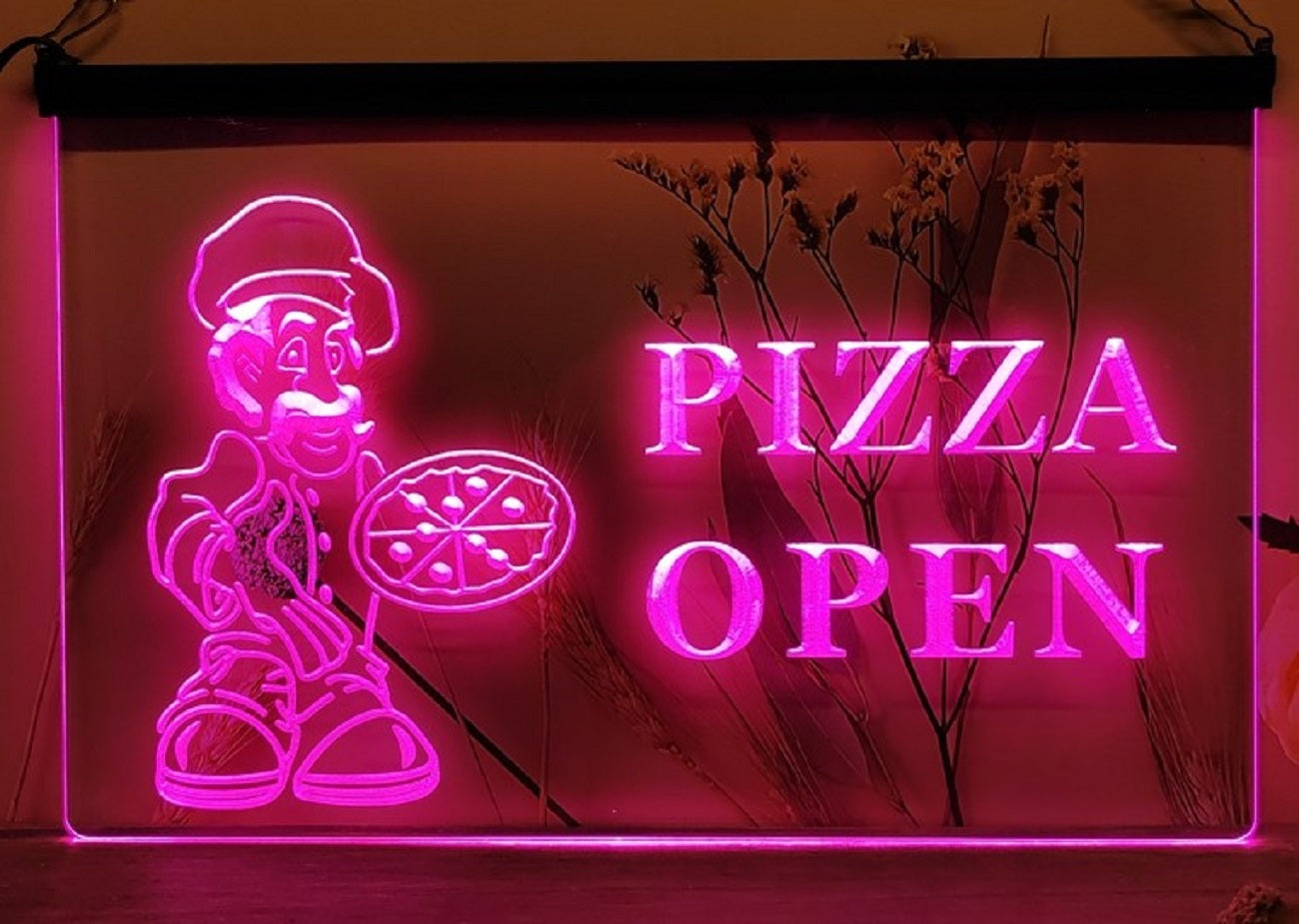 Pizza Open Led Neon Sign Pizzeria Restaurant Decor Wall Hanging
