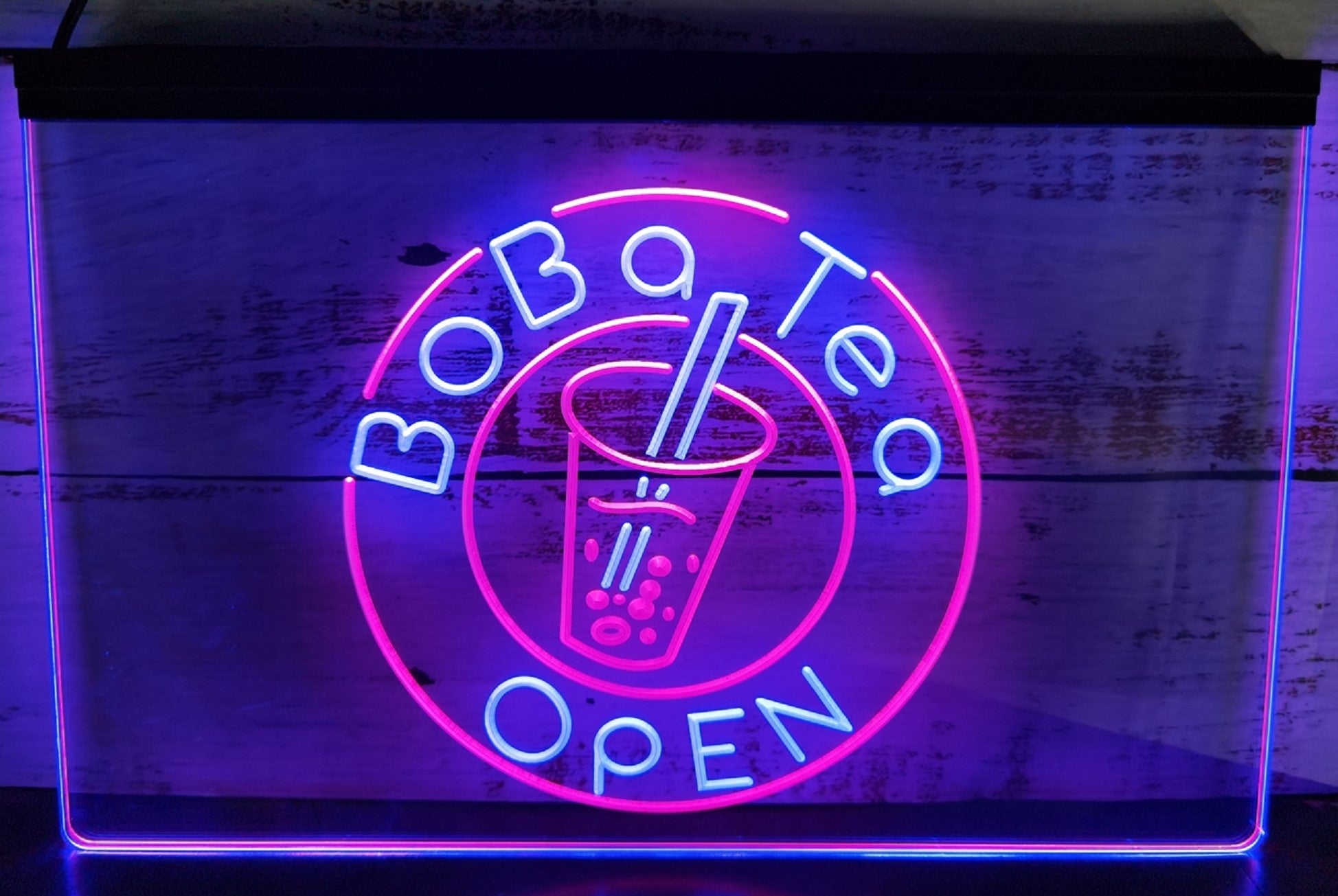 Boba Tea Open Led Neon Sign Dual Color Bubble Tea Shop Coffee Shop Decor