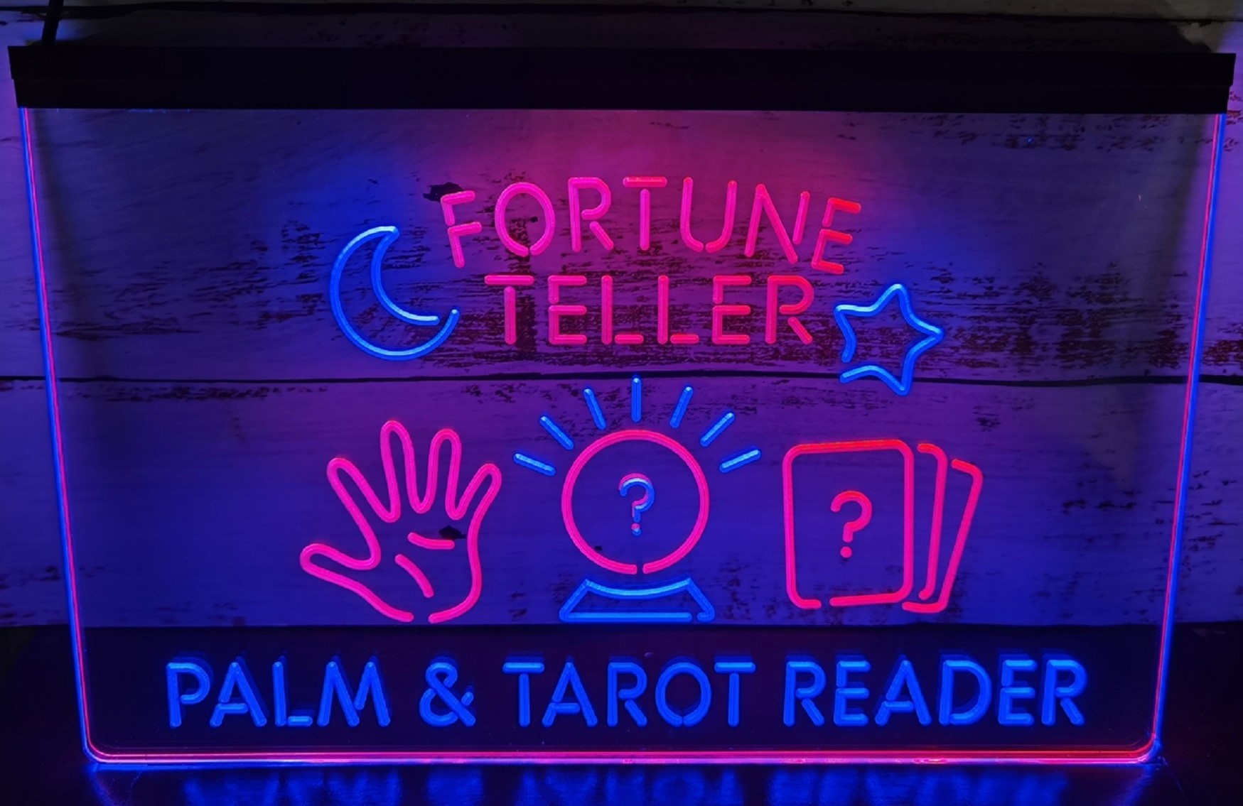 Fortune Teller Led Neon Sign Dual Color Psychic Healing Tarot Shop Decor Wall Hanging OR Desktop