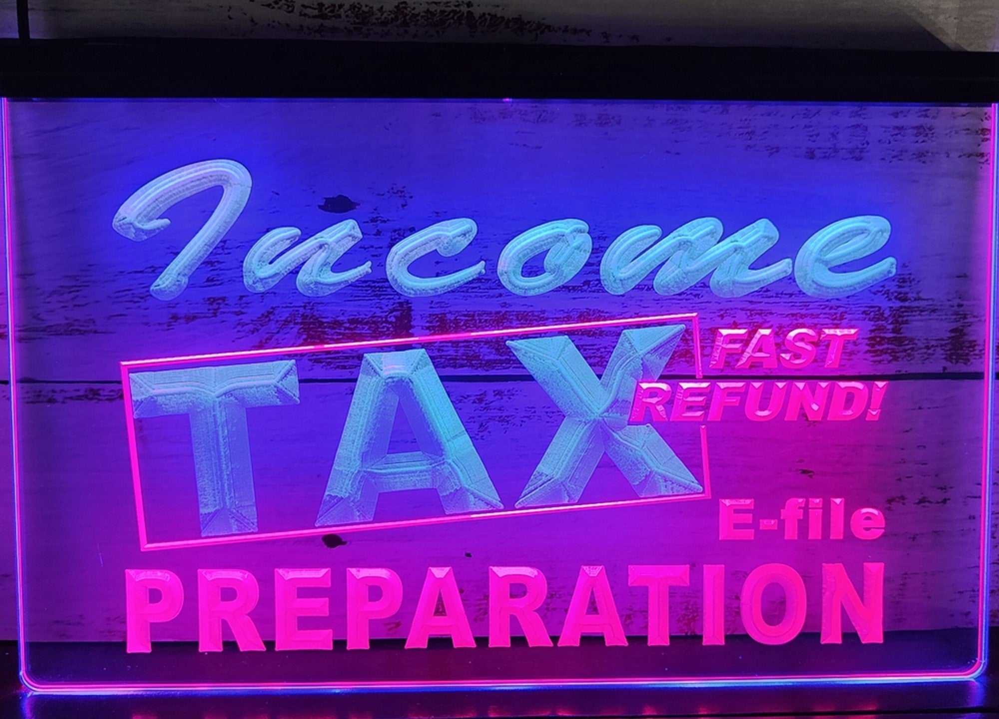 Income Tax Preparation Led Neon Sign Dual Color Accountant Income Tax Service Office Decor