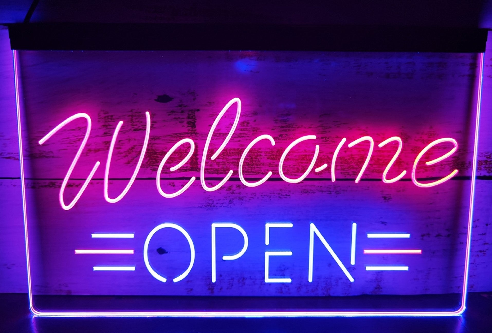 Welcome Open Led Neon Sign Dual Color Store Shop Coffee Shop Restaurant Decor