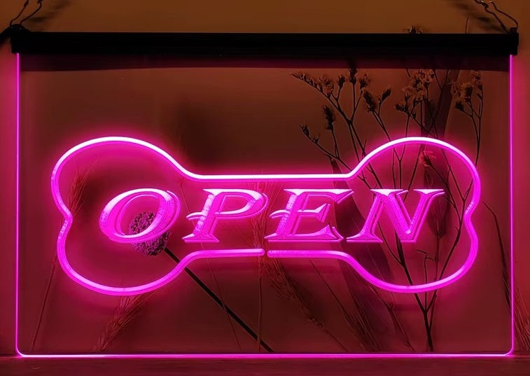Pet Shop Open Led Neon Sign Dog Grooming Pet Shop Decor