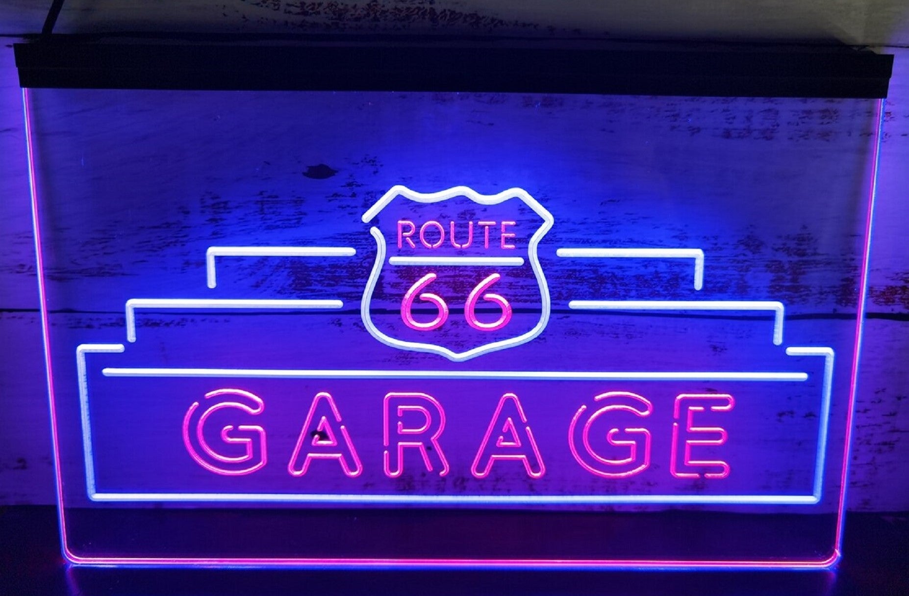 Route 66 Garage Led Neon Sign Dual Color Wall Hanging Desktop Decor