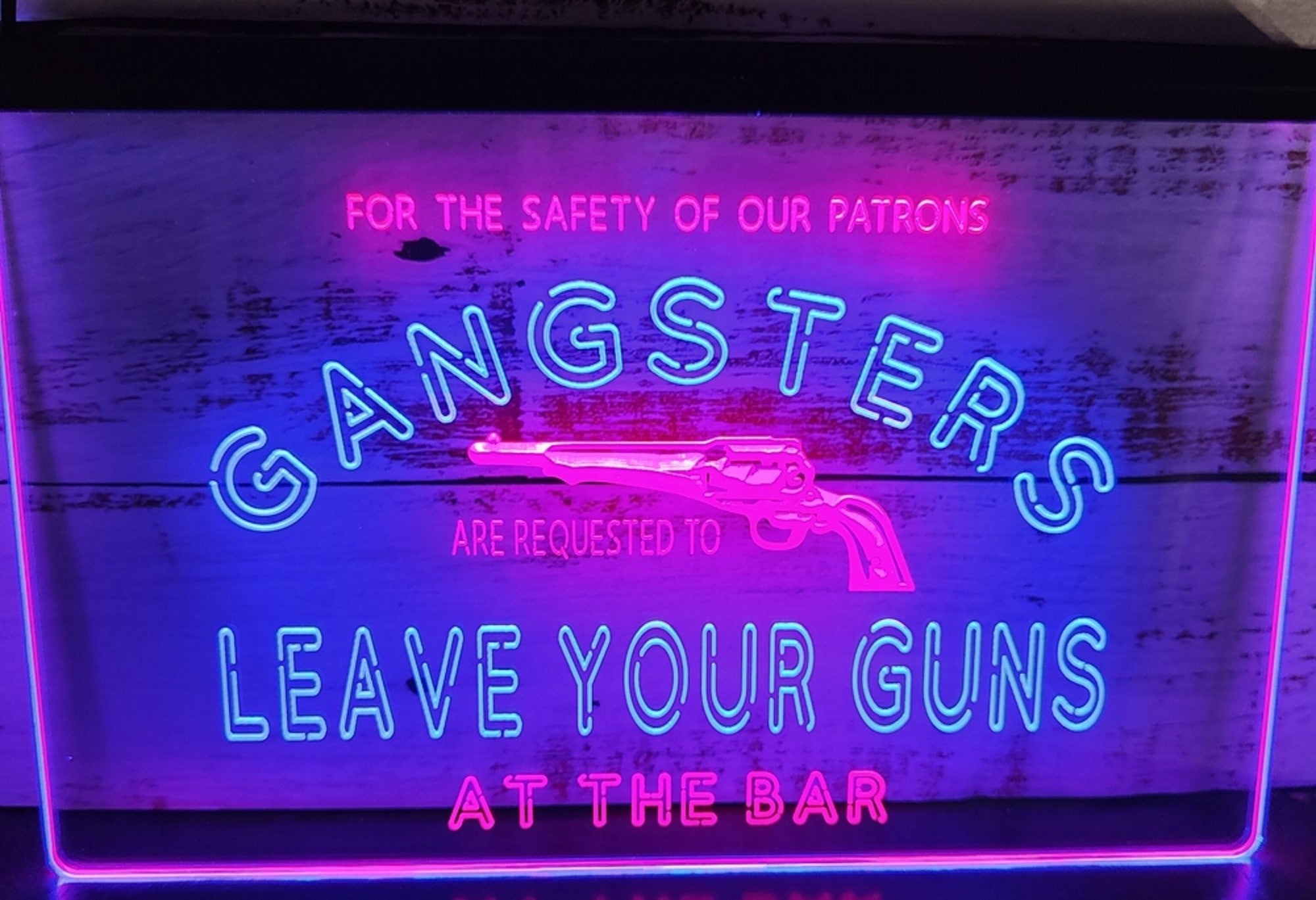Cowboys Leave Your Guns Led Neon Sign Dual Color Wall Hanging Or Desktop Decor