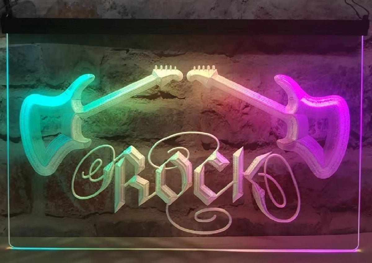 Guitars Rock Led Neon Sign Multi Mode Home Music Room Studio Guitar Shop Decor