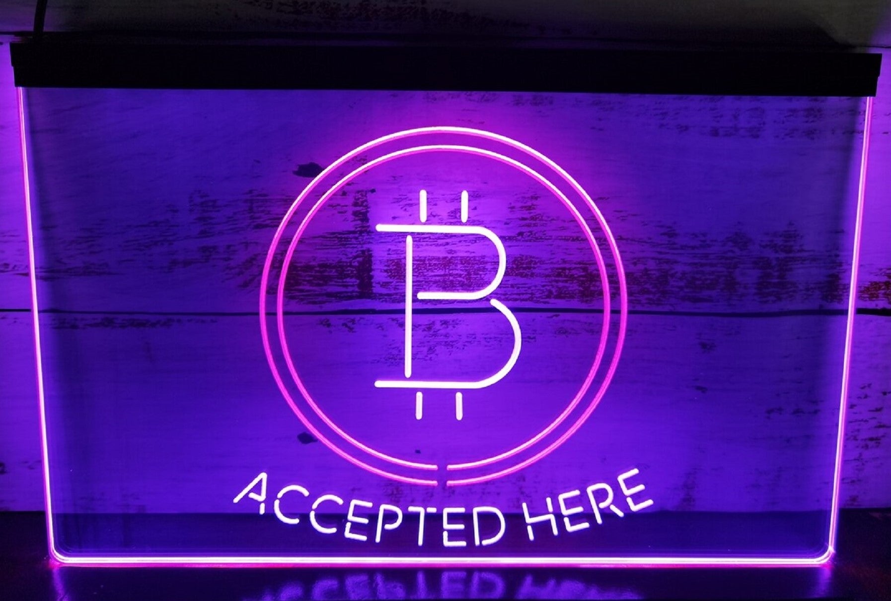 Bitcoin Accepted Here Led Neon Sign Dual Color Store Office Wall Hanging Desktop Decor