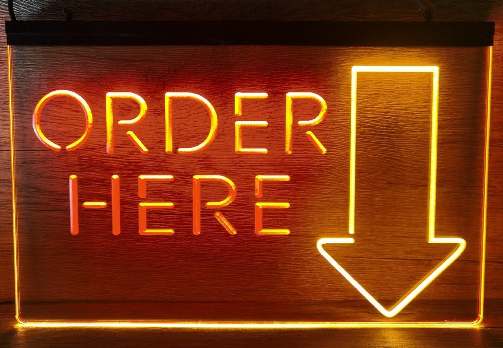 Order Here Led Neon Sign Dual Color Shop Restaurant Decor Wall Hanging Desktop