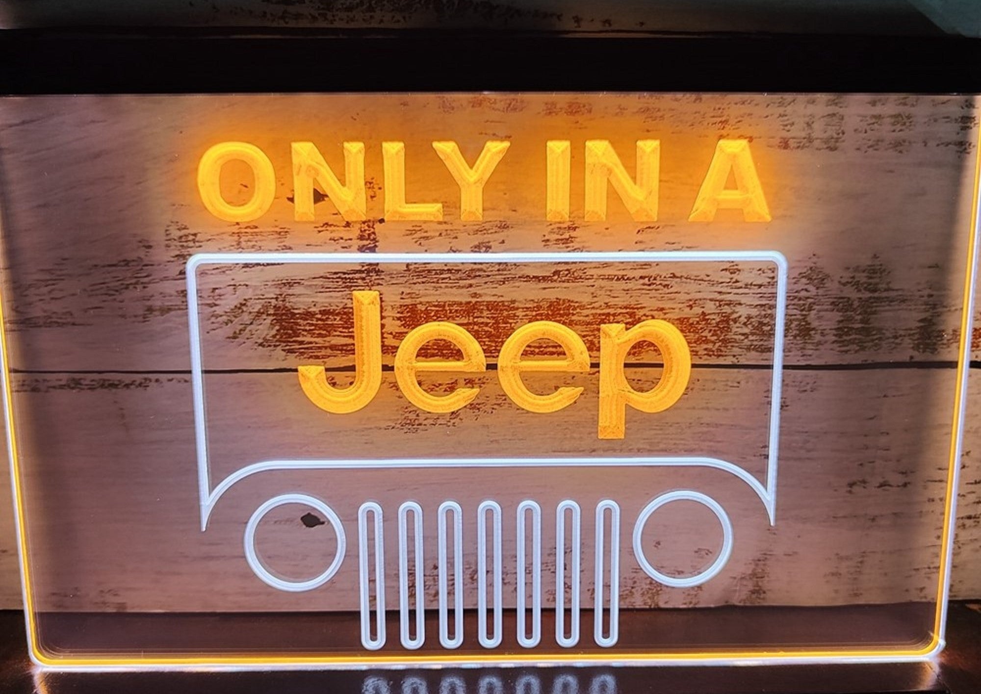 Only In A Jeep Led Neon Sign Dual Color Wall Hanging Or Desktop Decor