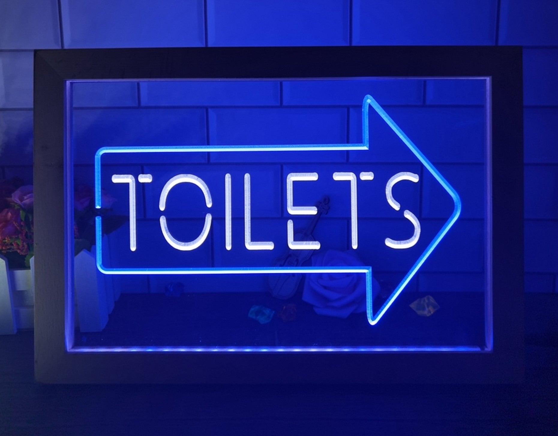 Toilet Arrow Led Neon Sign Framed Store Restaurant Coffee Shop Office Decor