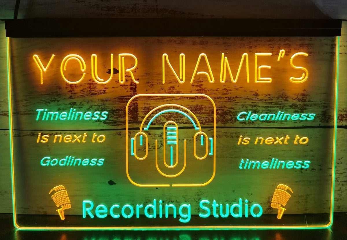 Custom Your Name Recording Studio Led Neon Sign Dual Color Wall Hanging Desktop Decor