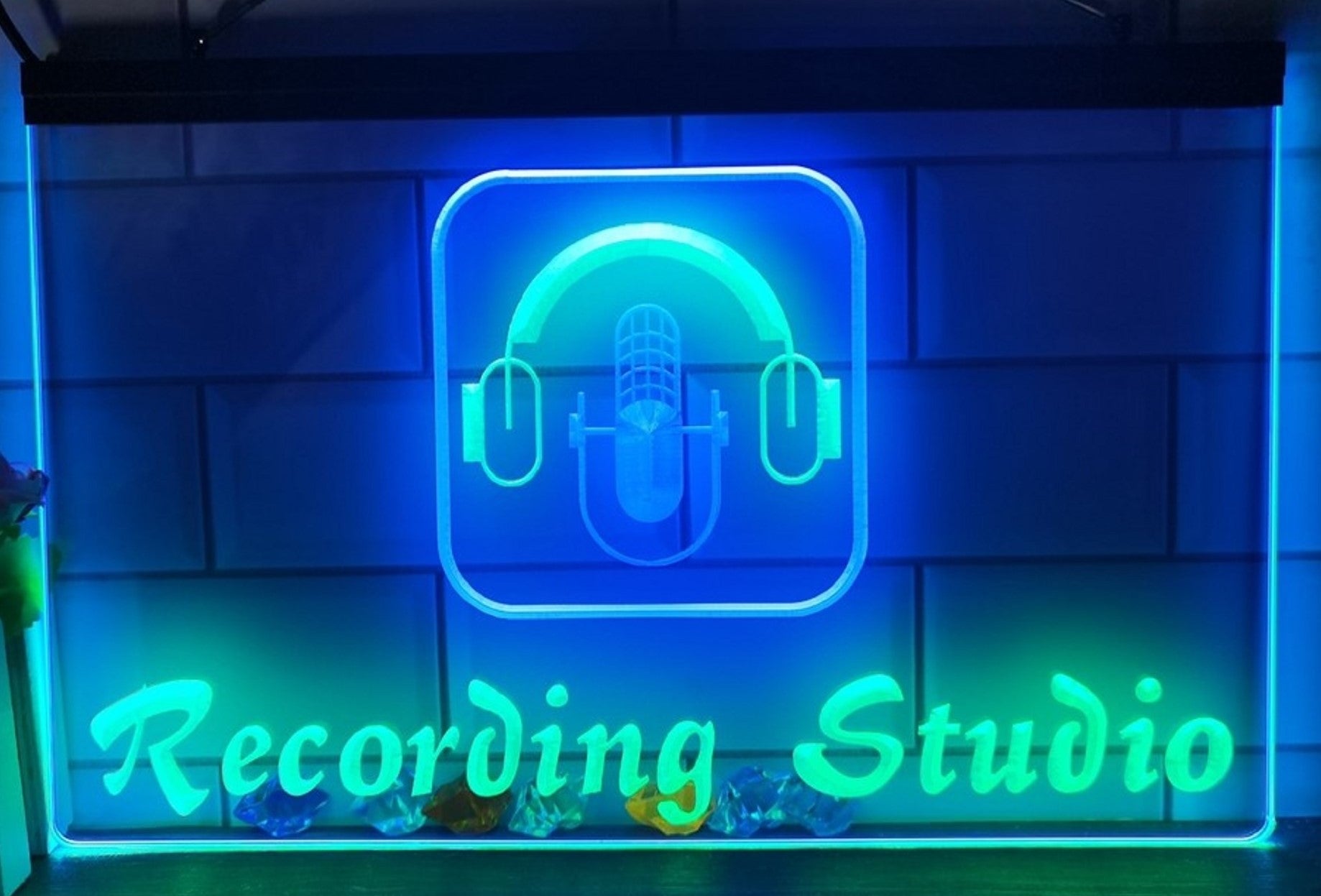 Recording Studio Headphone Led Neon Sign Dual Color Home Music Room Recording Studio Decor