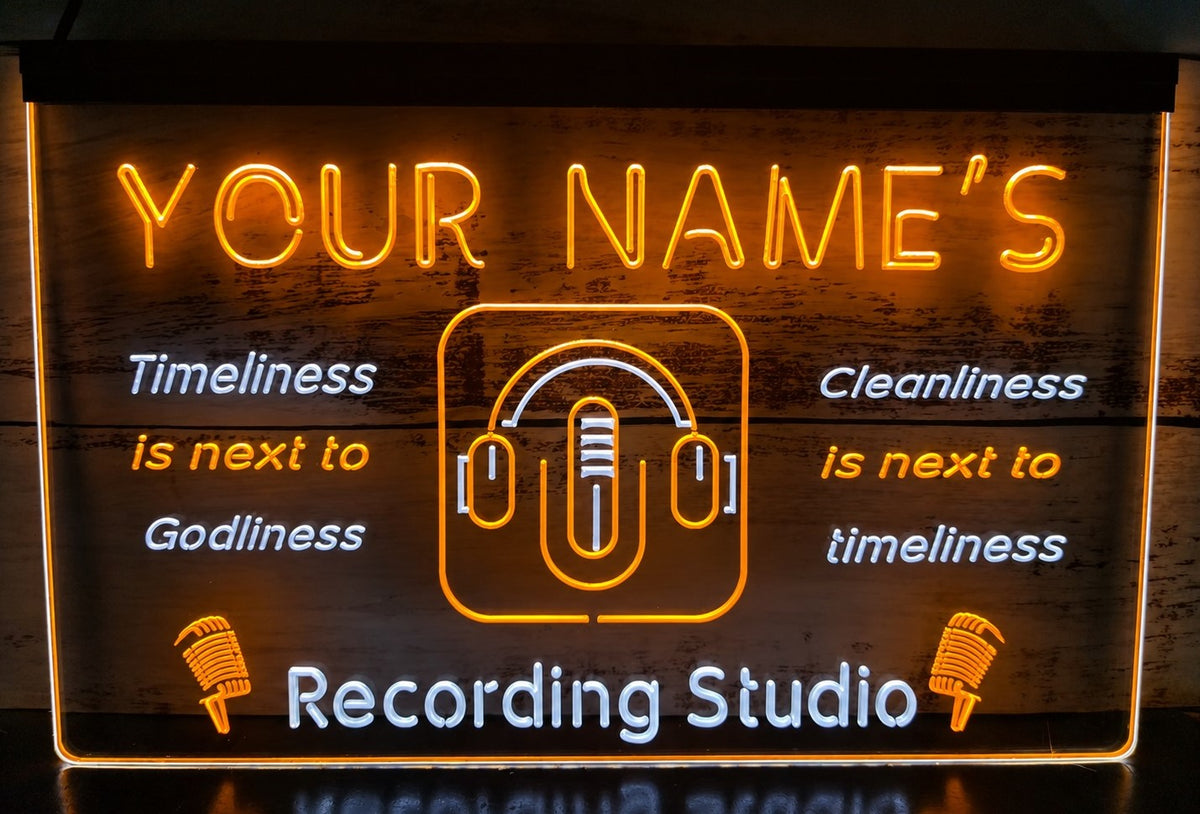 Custom Your Name Recording Studio Led Neon Sign Dual Color Wall Hanging Desktop Decor