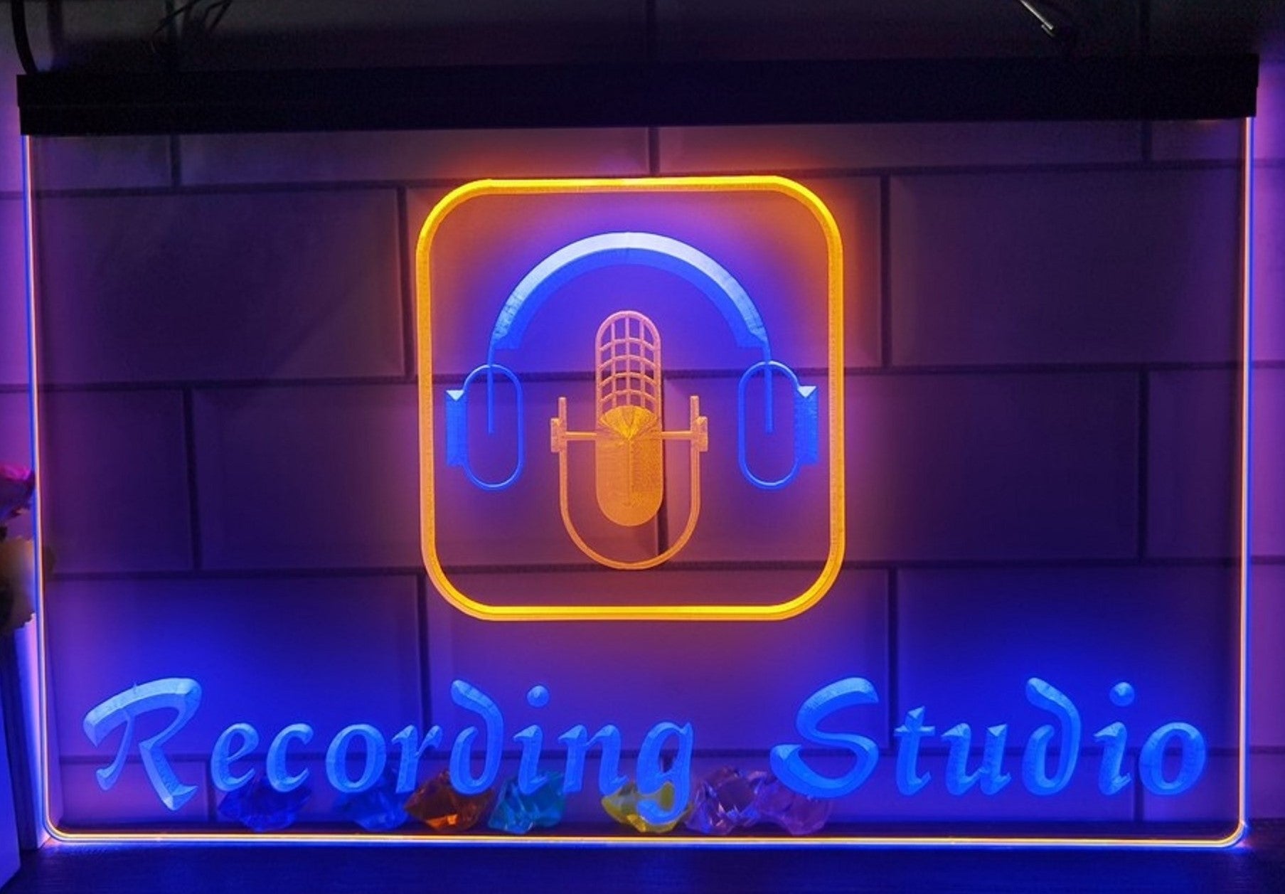 Recording Studio Headphone Led Neon Sign Dual Color Home Music Room Recording Studio Decor