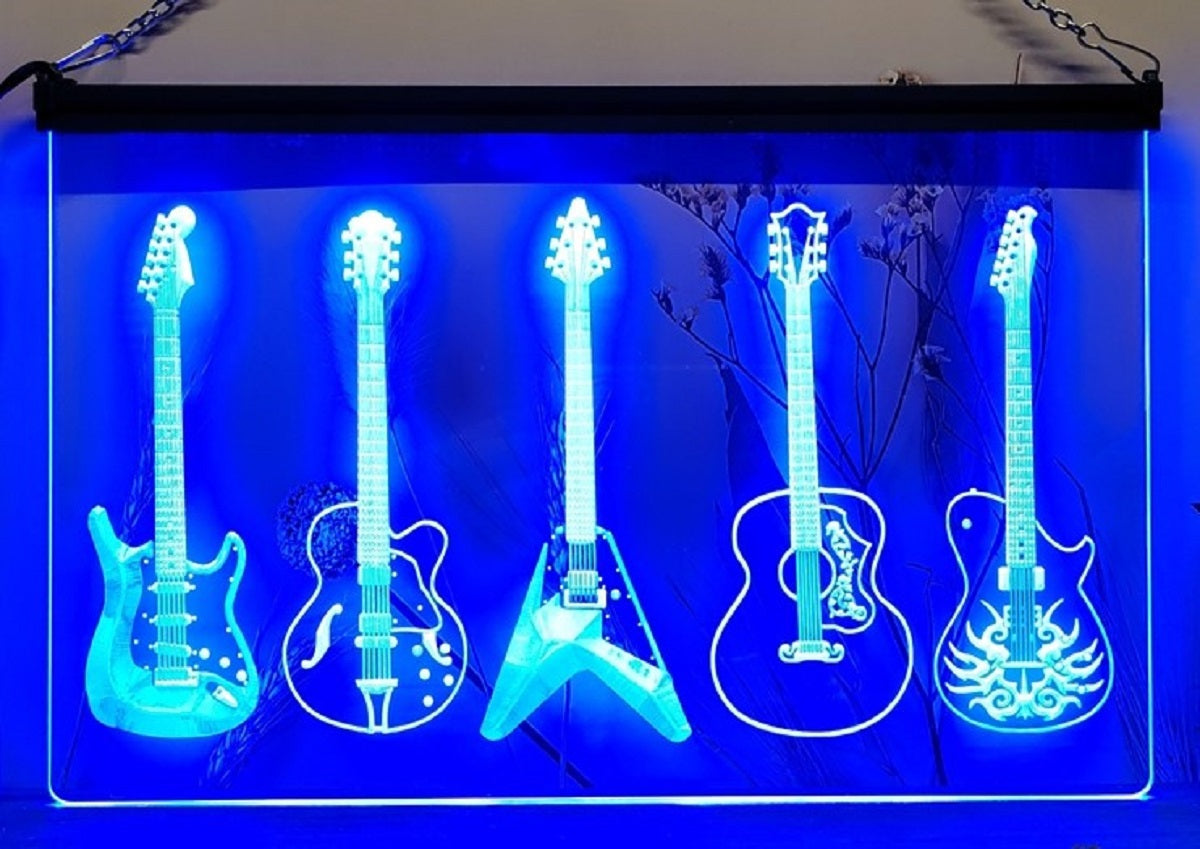 Guitars Collection Led Neon Sign Home Music Room Audio Studio Guitars Shop Decor
