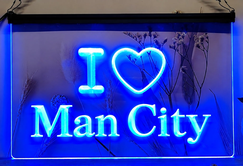 I Love Man City Led Neon Sign Home Sport Shop Wall Or Desktop Decor