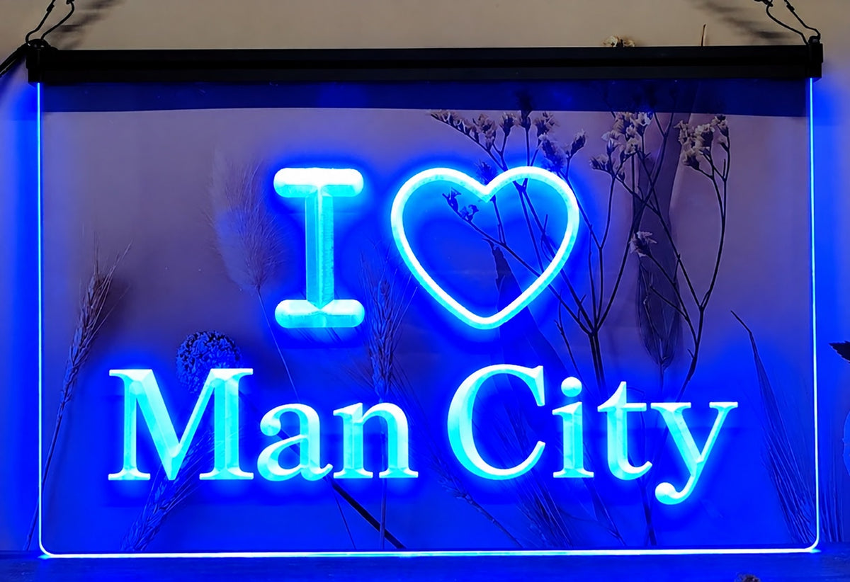 I Love Man City Led Neon Sign Home Sport Shop Wall Or Desktop Decor