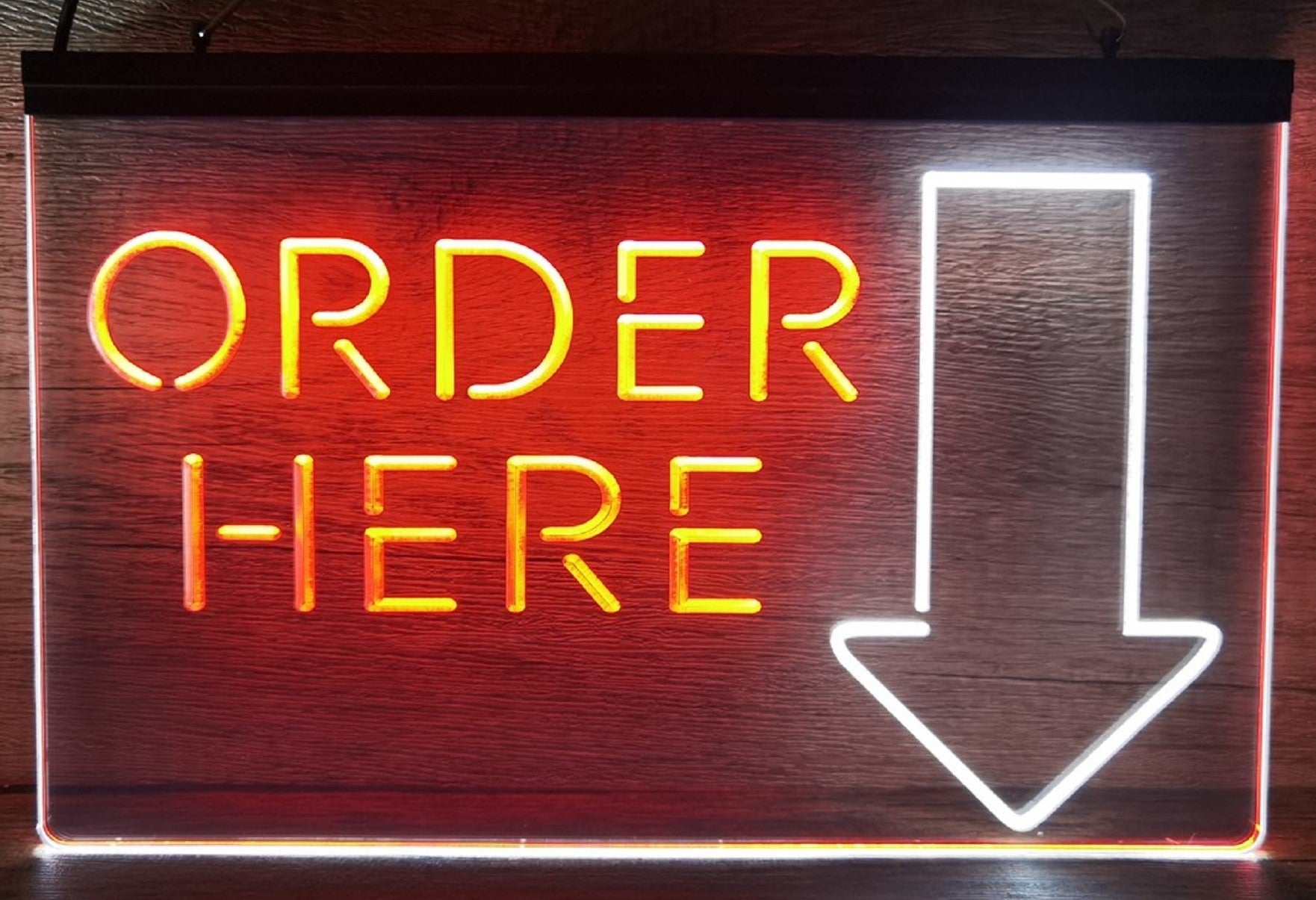 Order Here Led Neon Sign Dual Color Shop Restaurant Decor Wall Hanging Desktop
