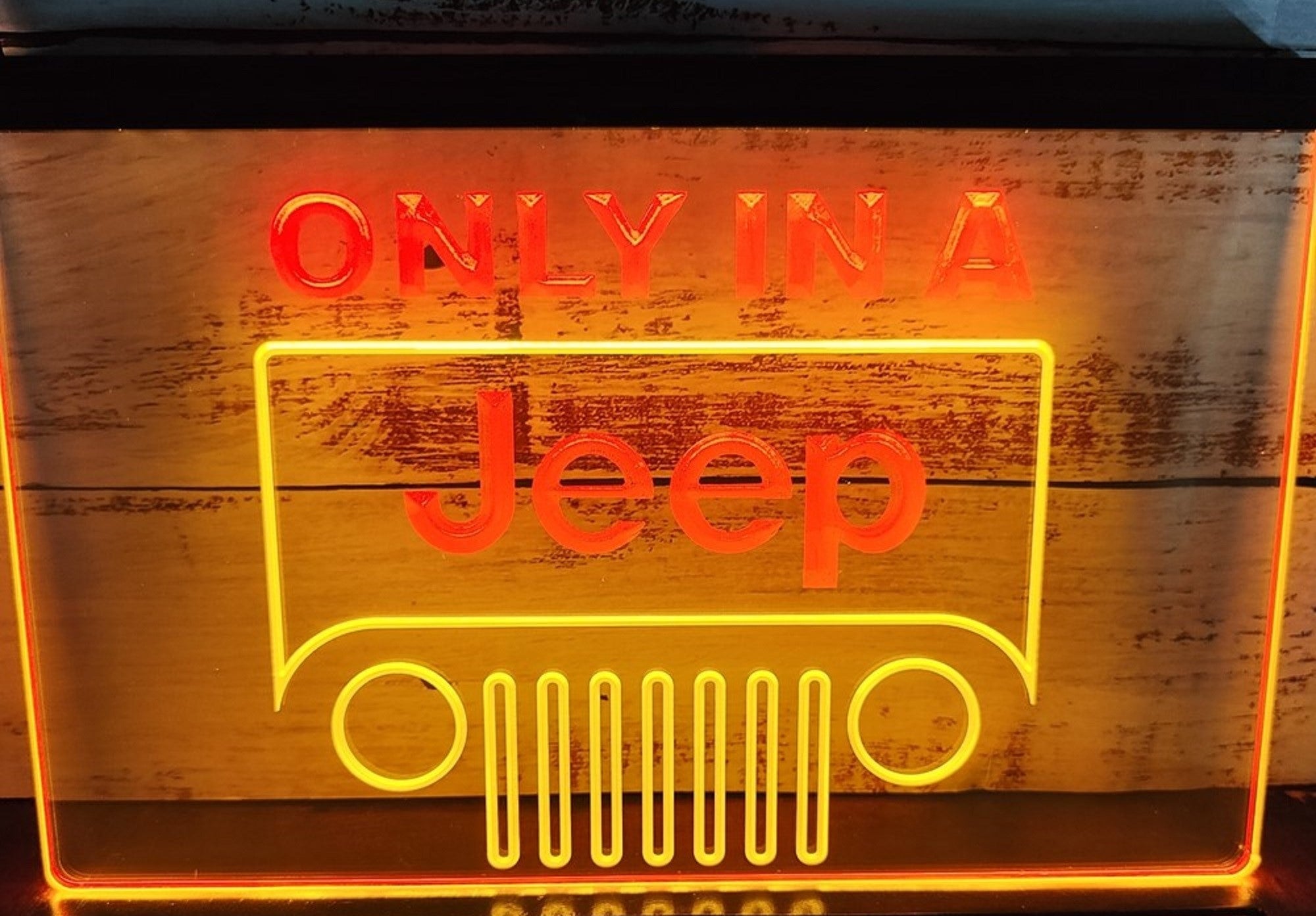 Only In A Jeep Led Neon Sign Dual Color Wall Hanging Or Desktop Decor