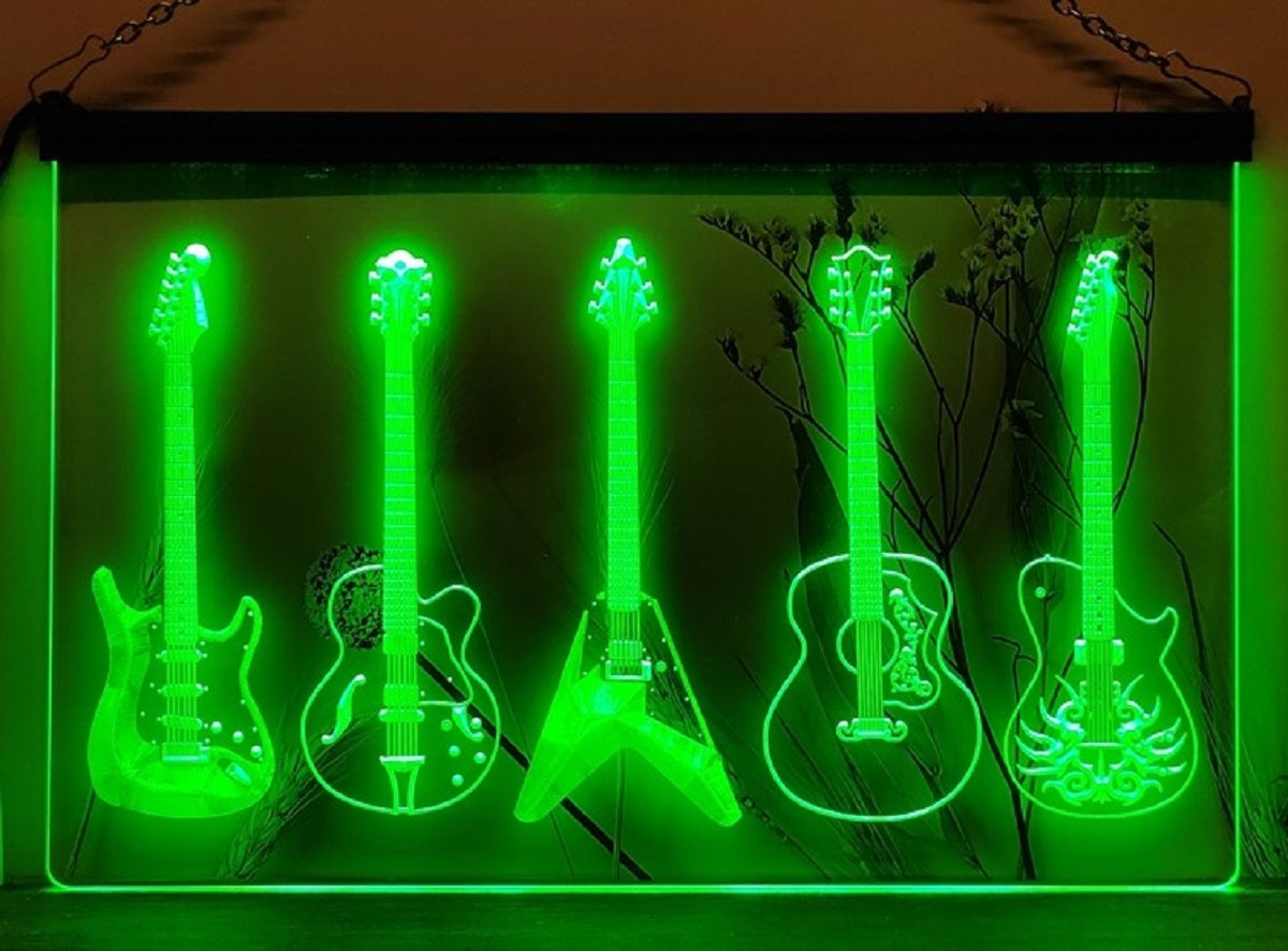 Guitars Collection Led Neon Sign Home Music Room Audio Studio Guitars Shop Decor