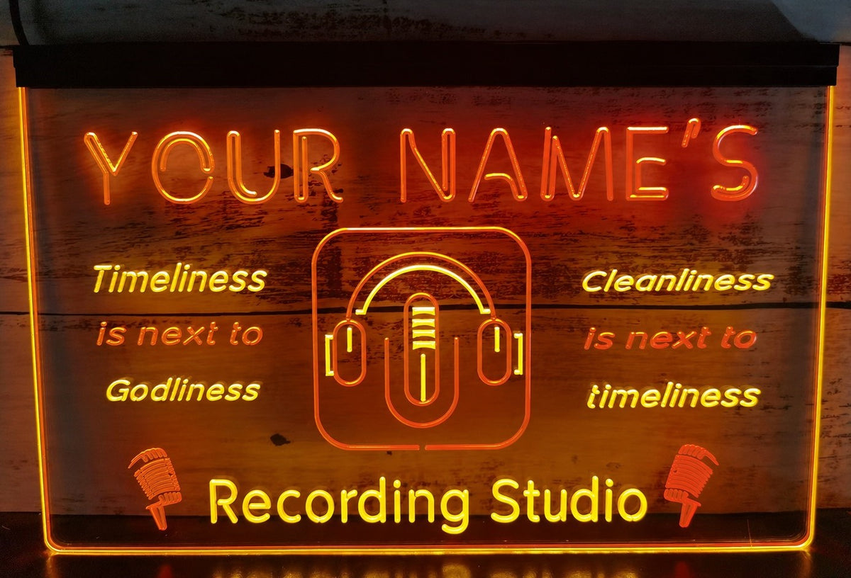 Custom Your Name Recording Studio Led Neon Sign Dual Color Wall Hanging Desktop Decor