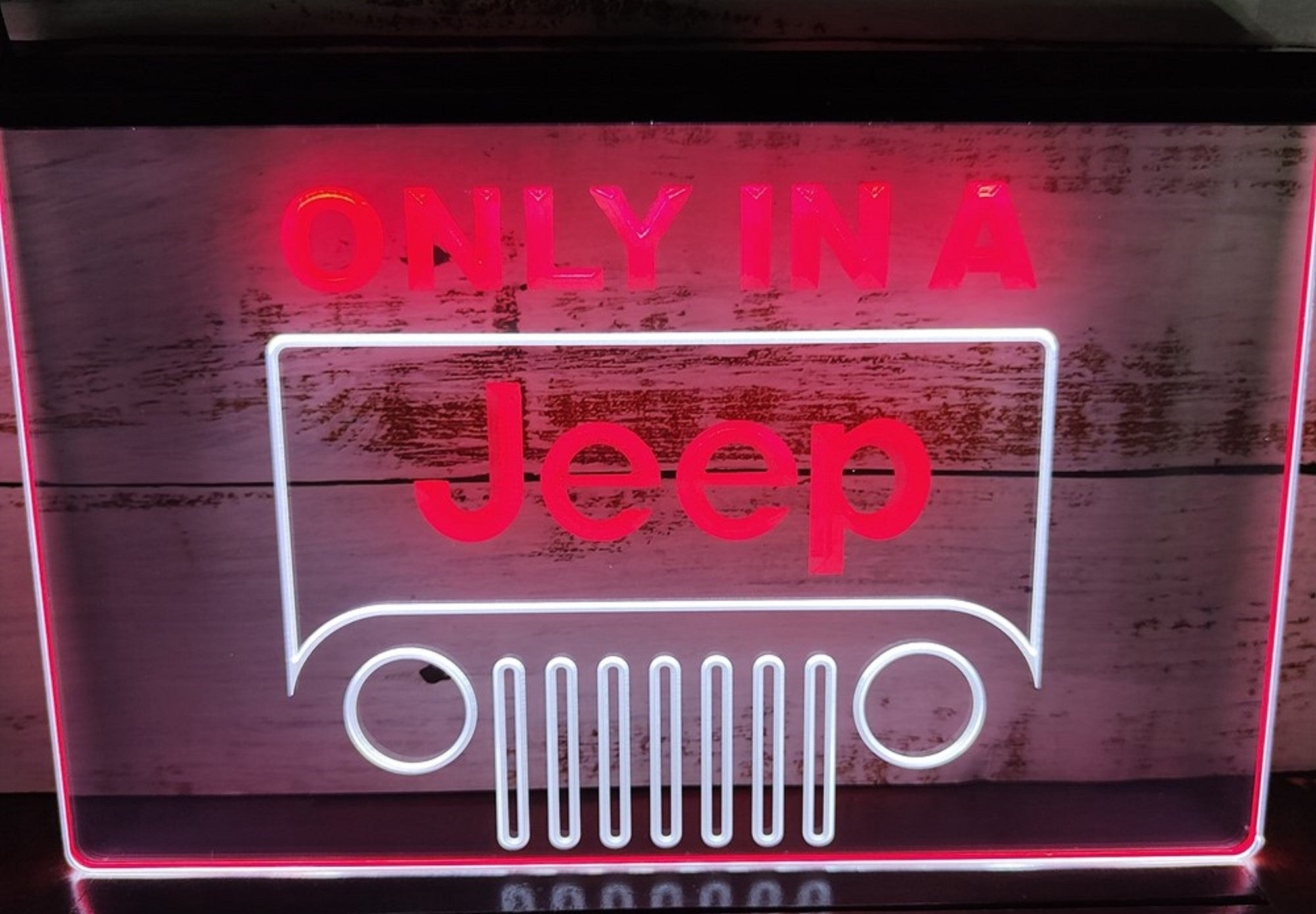 Only In A Jeep Led Neon Sign Dual Color Wall Hanging Or Desktop Decor