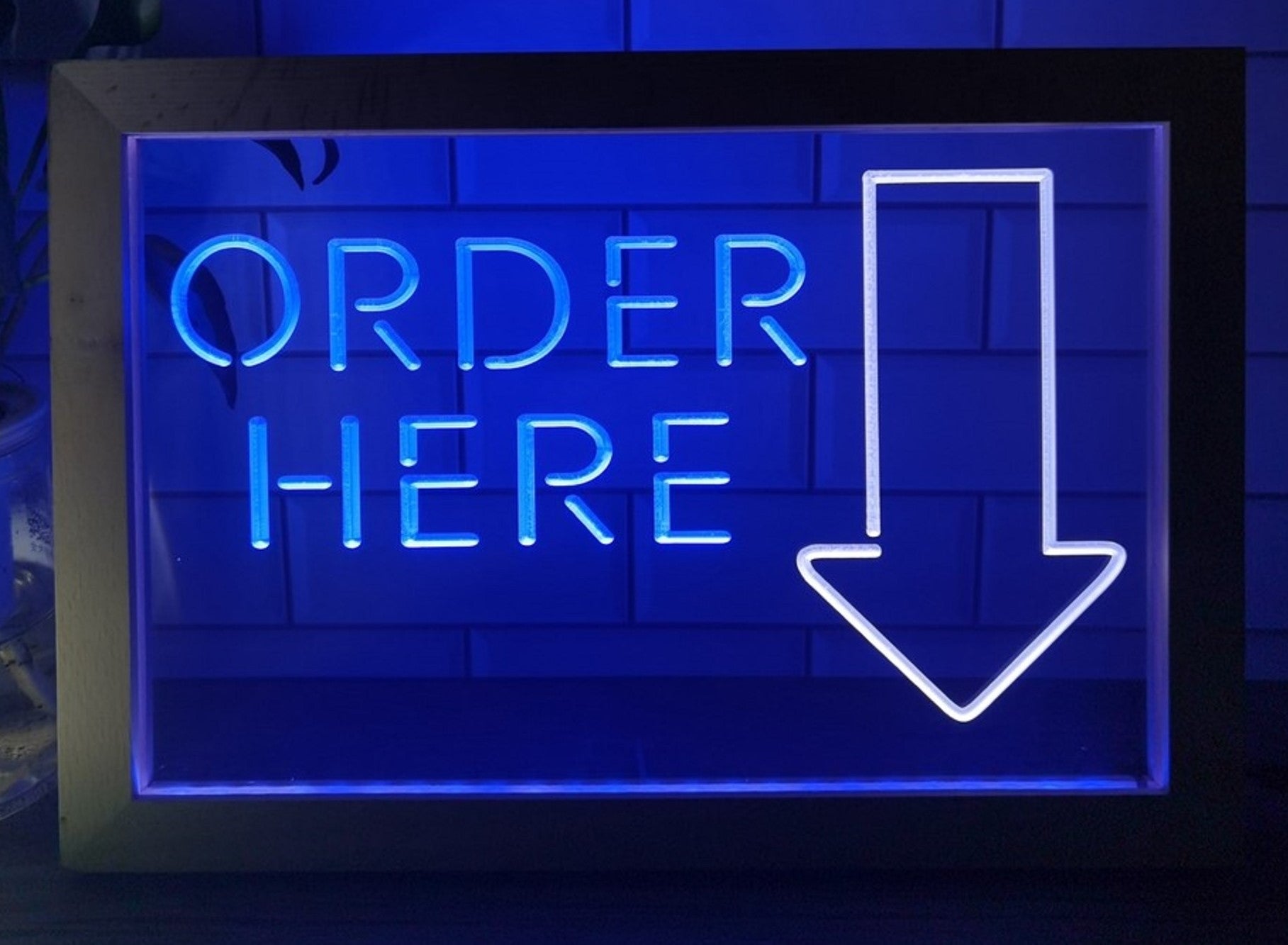 Order Here Led Neon Sign Framed Shop Coffee Shop Decor Wall Hanging Desktop