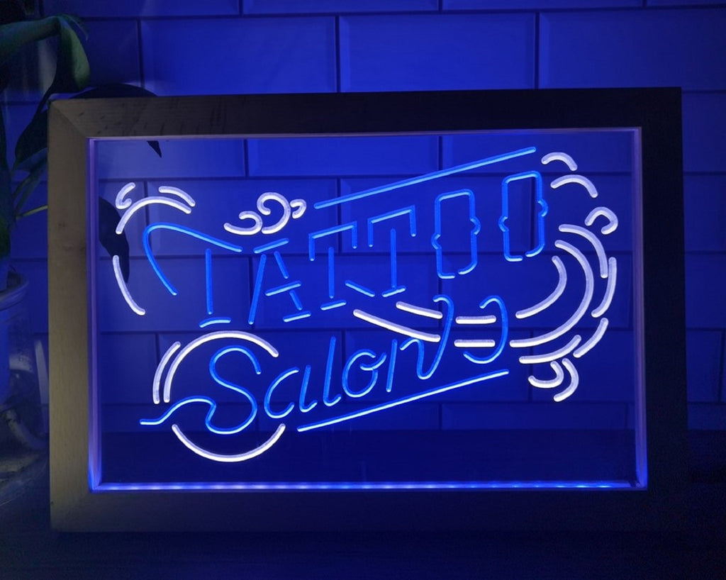 Tattoo Salon Led Neon Sign Framed Tattoo Shop Decor Wall Hanging OR Desktop