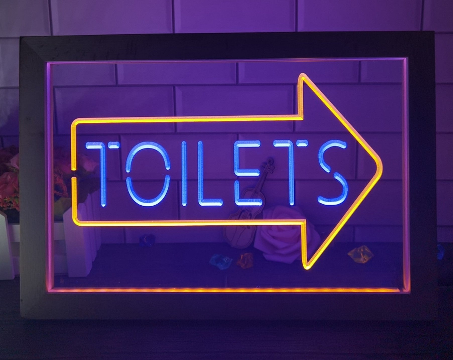 Toilet Arrow Led Neon Sign Framed Store Restaurant Coffee Shop Office Decor