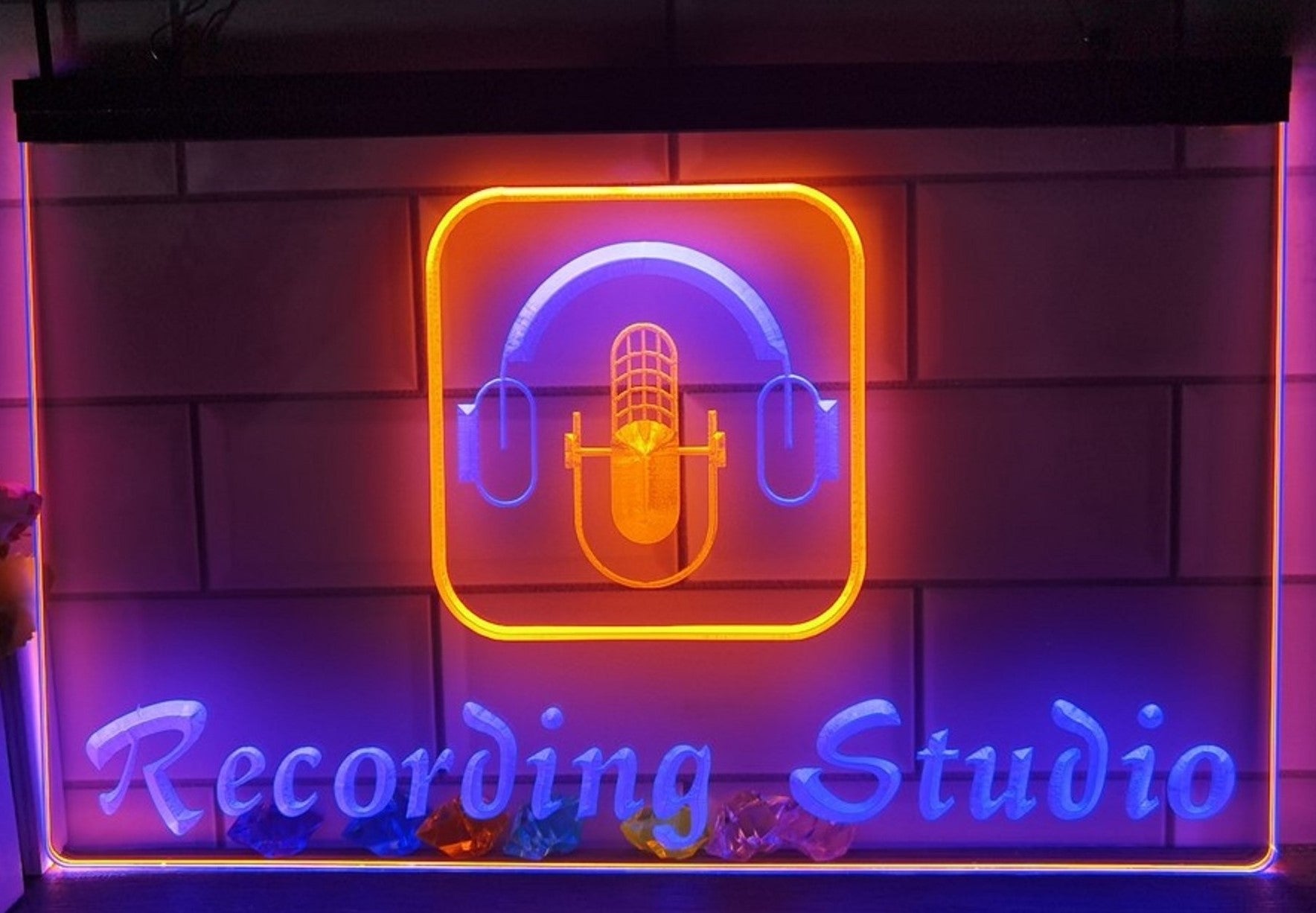 Recording Studio Headphone Led Neon Sign Dual Color Home Music Room Recording Studio Decor