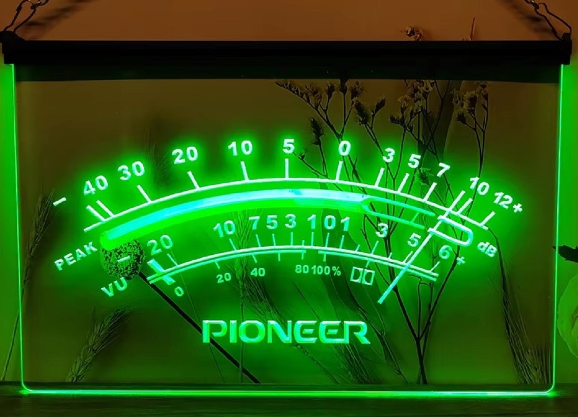 Pioneer Peak VU dB Led Neon Sign Home Music Room Audio Studio Decor
