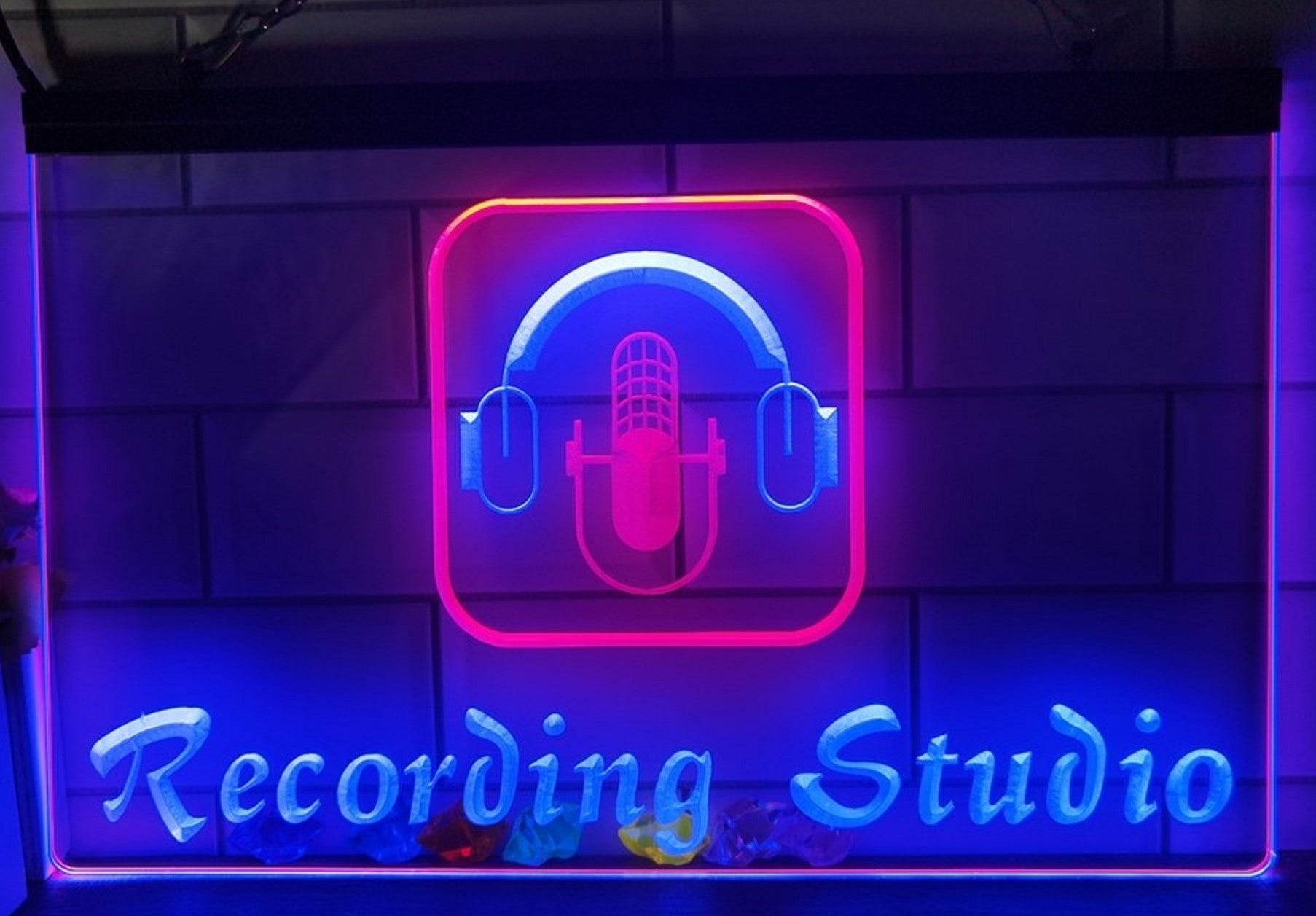 Recording Studio Headphone Led Neon Sign Dual Color Home Music Room Recording Studio Decor