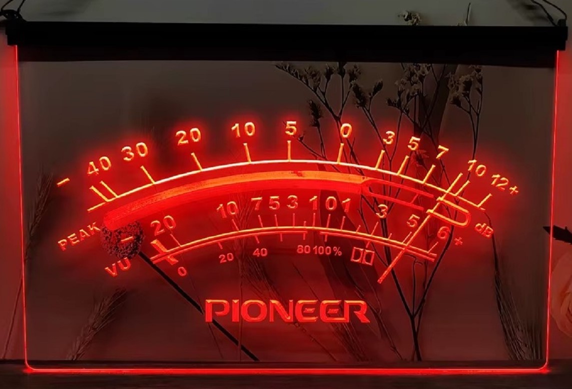 Pioneer Peak VU dB Led Neon Sign Home Music Room Audio Studio Decor