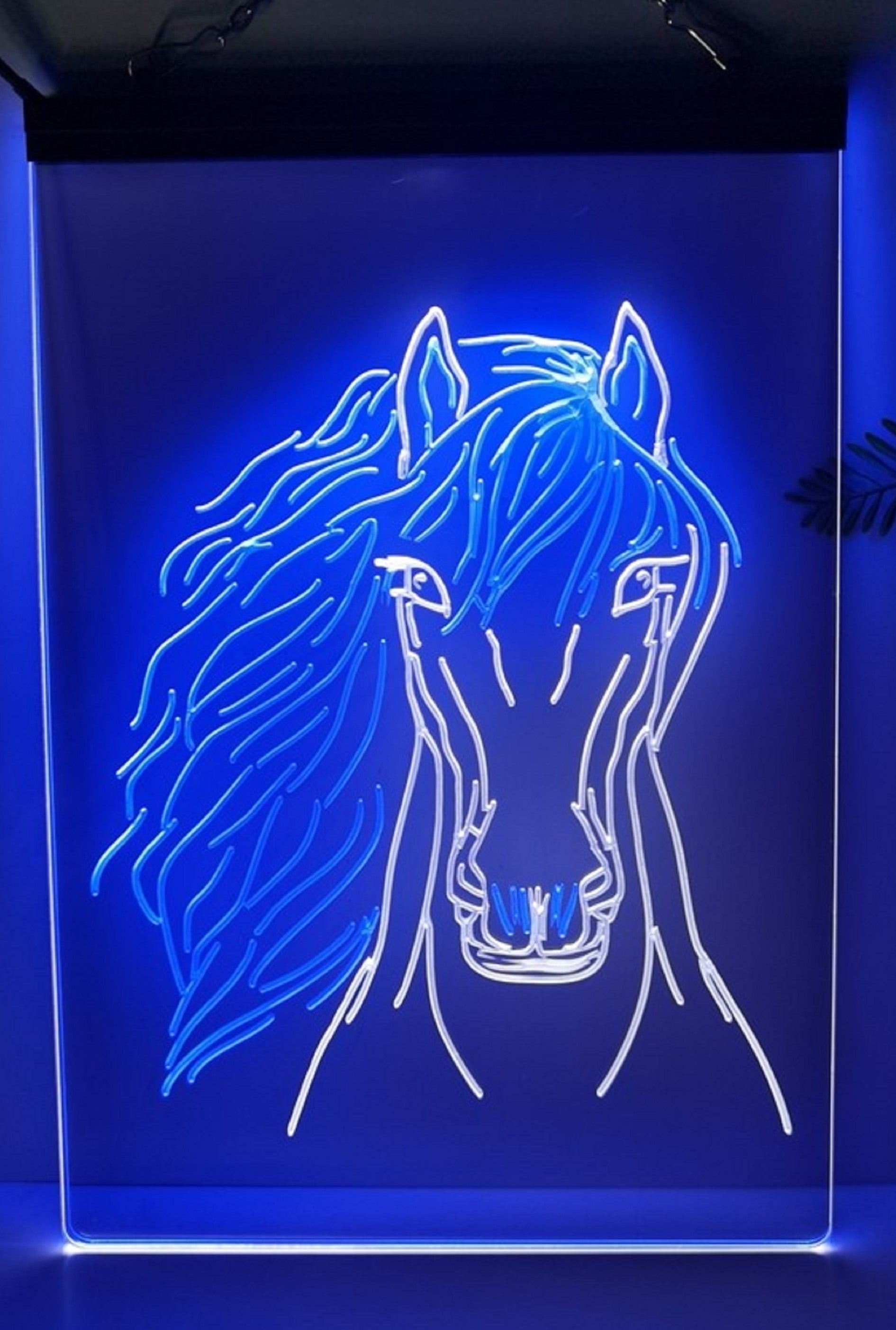 Horse Face Led Neon Sign Dual Color Home Cowboys Jockey Ranch Room Pet Shop Decor