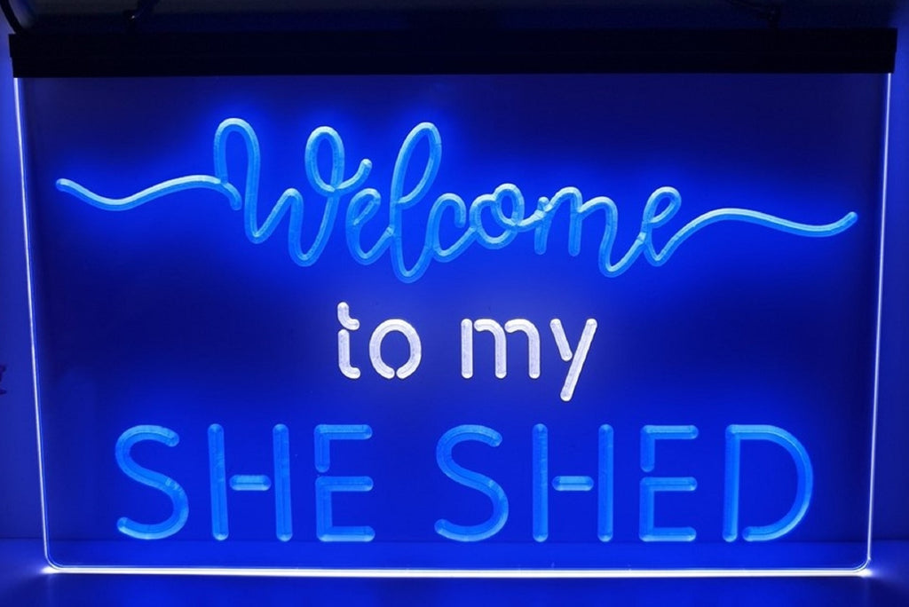 Welcome to My She Shed Led Neon Sign Dual Color Home Girls Room She Shed Babe Cave Decor