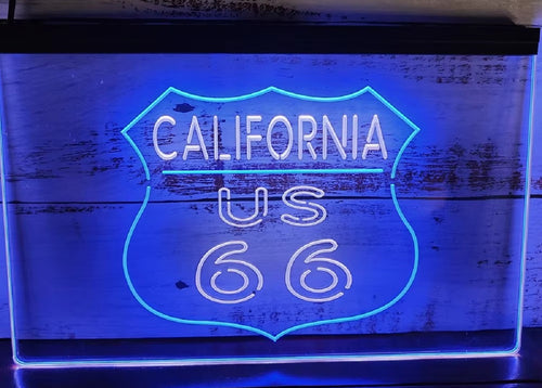 California US 66 Led Neon Sign Dual Color Home Garage Man Cave Auto Shop Decor