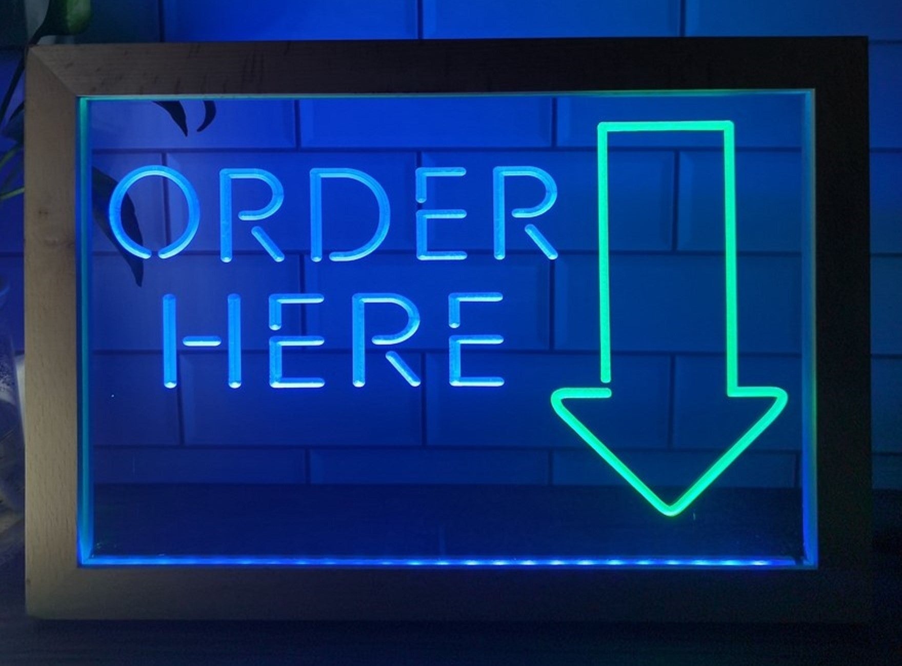 Order Here Led Neon Sign Framed Shop Coffee Shop Decor Wall Hanging Desktop
