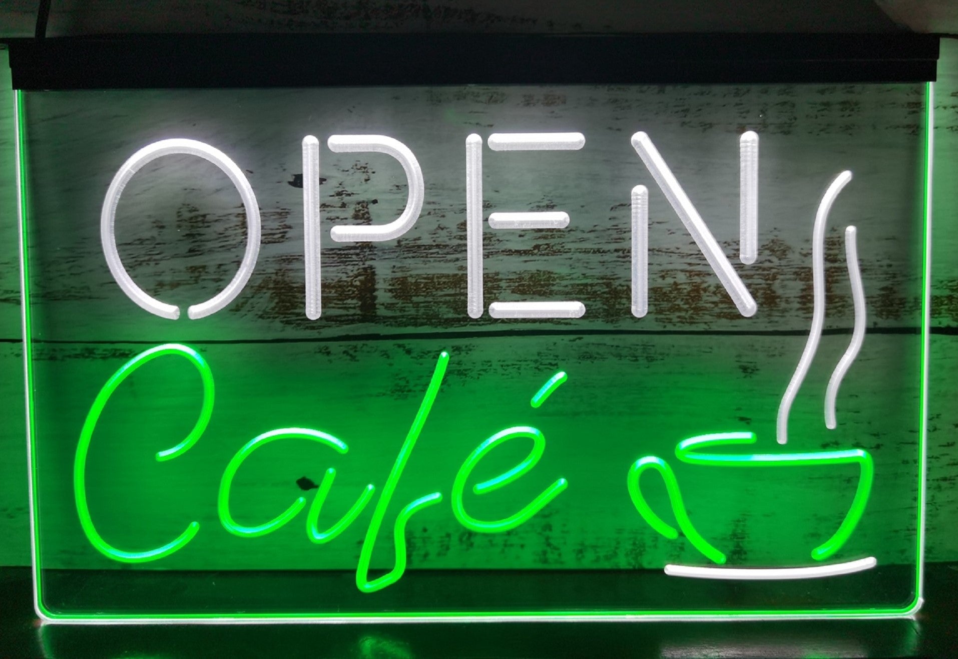 Open Café Led Neon Sign Dual Color Coffee Shop Decor Wall Hanging