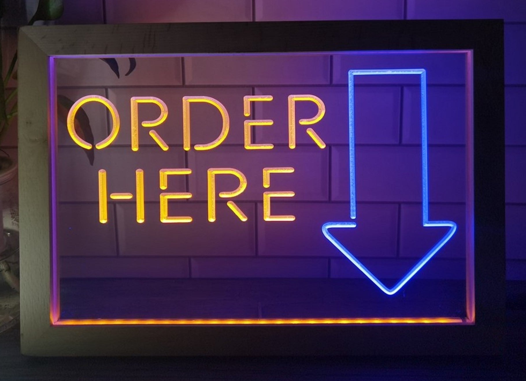 Order Here Led Neon Sign Framed Shop Coffee Shop Decor Wall Hanging Desktop