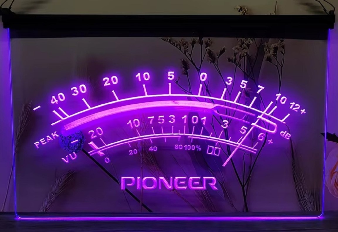 Pioneer Peak VU dB Led Neon Sign Home Music Room Audio Studio Decor