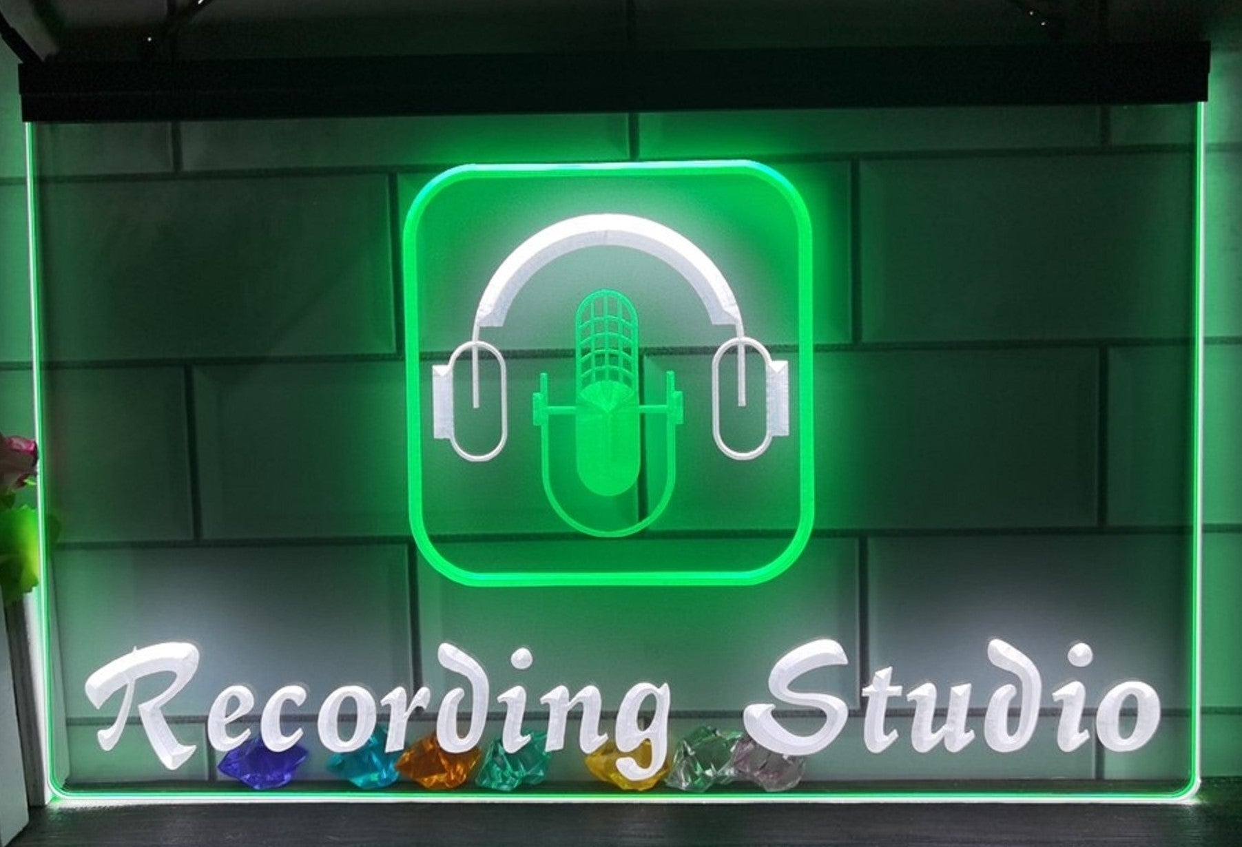 Recording Studio Headphone Led Neon Sign Dual Color Home Music Room Recording Studio Decor