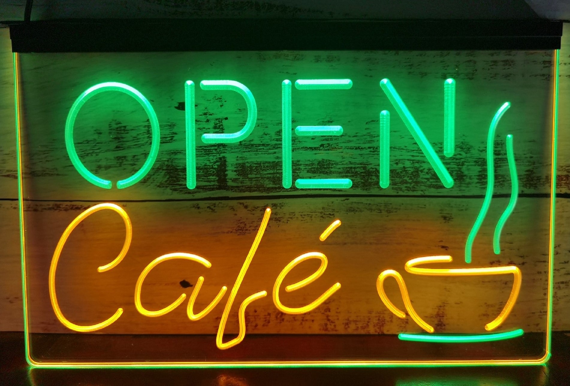 Open Café Led Neon Sign Dual Color Coffee Shop Decor Wall Hanging