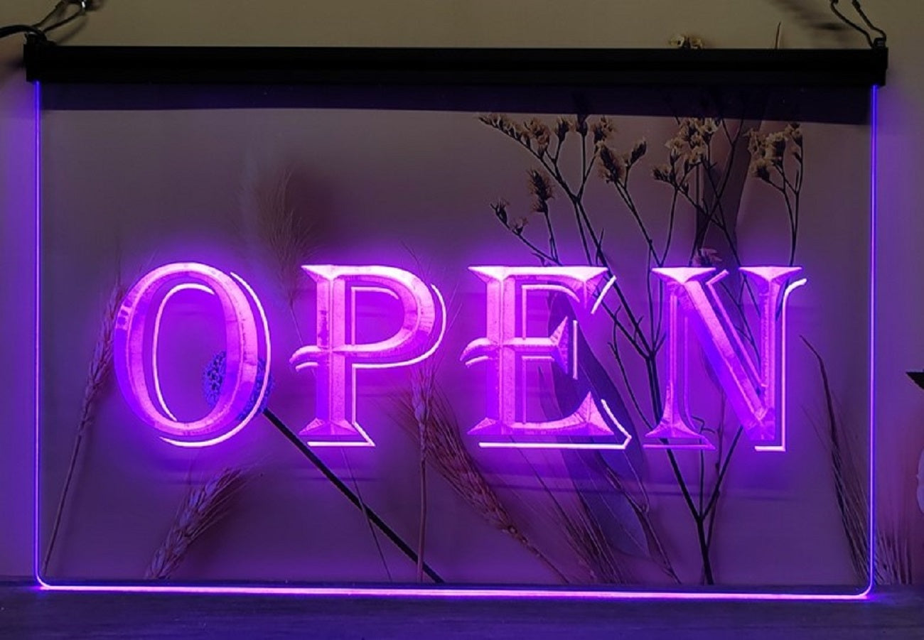 Open Led Neon Sign Store Shop Grocery Restaurant Decor Wall Hanging