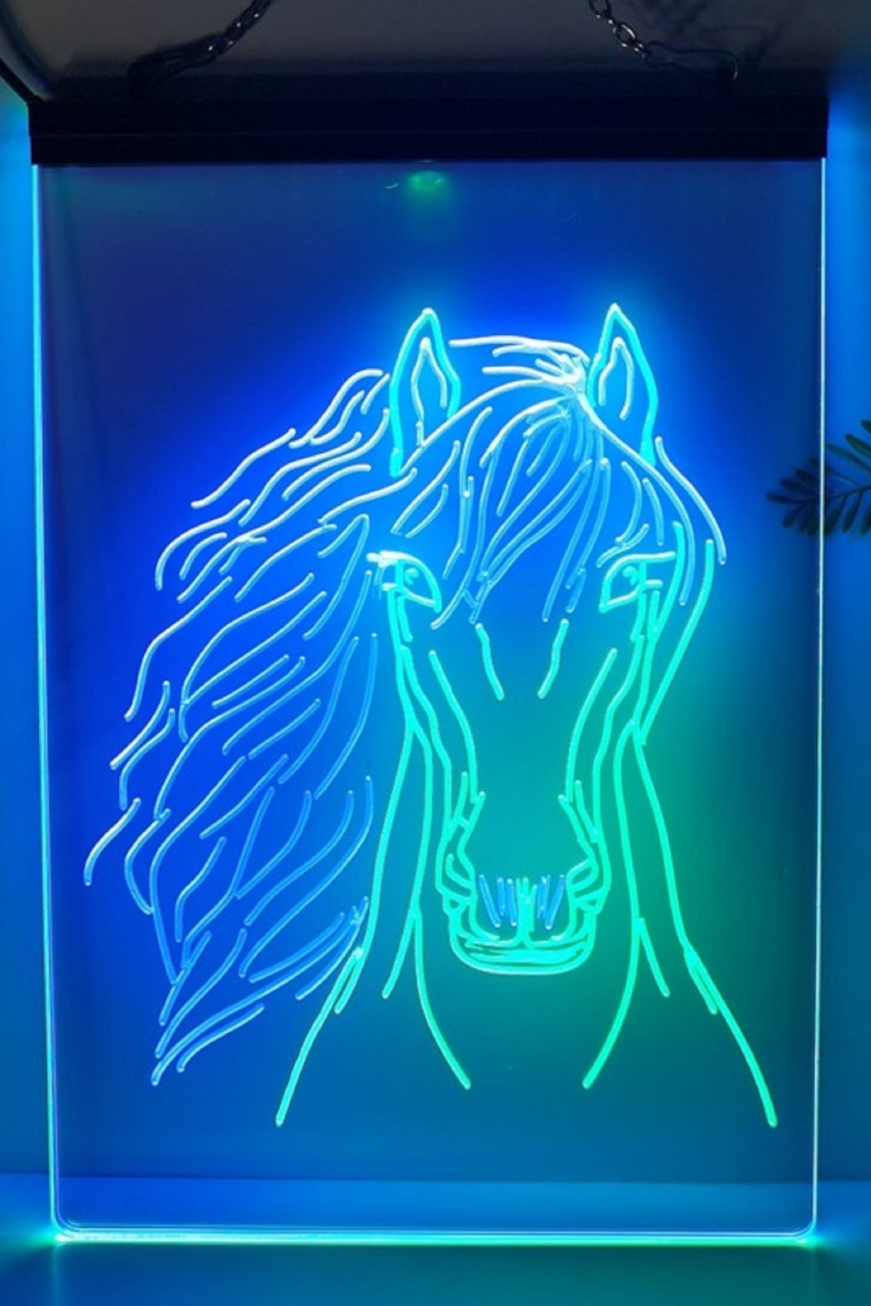 Horse Face Led Neon Sign Dual Color Home Cowboys Jockey Ranch Room Pet Shop Decor
