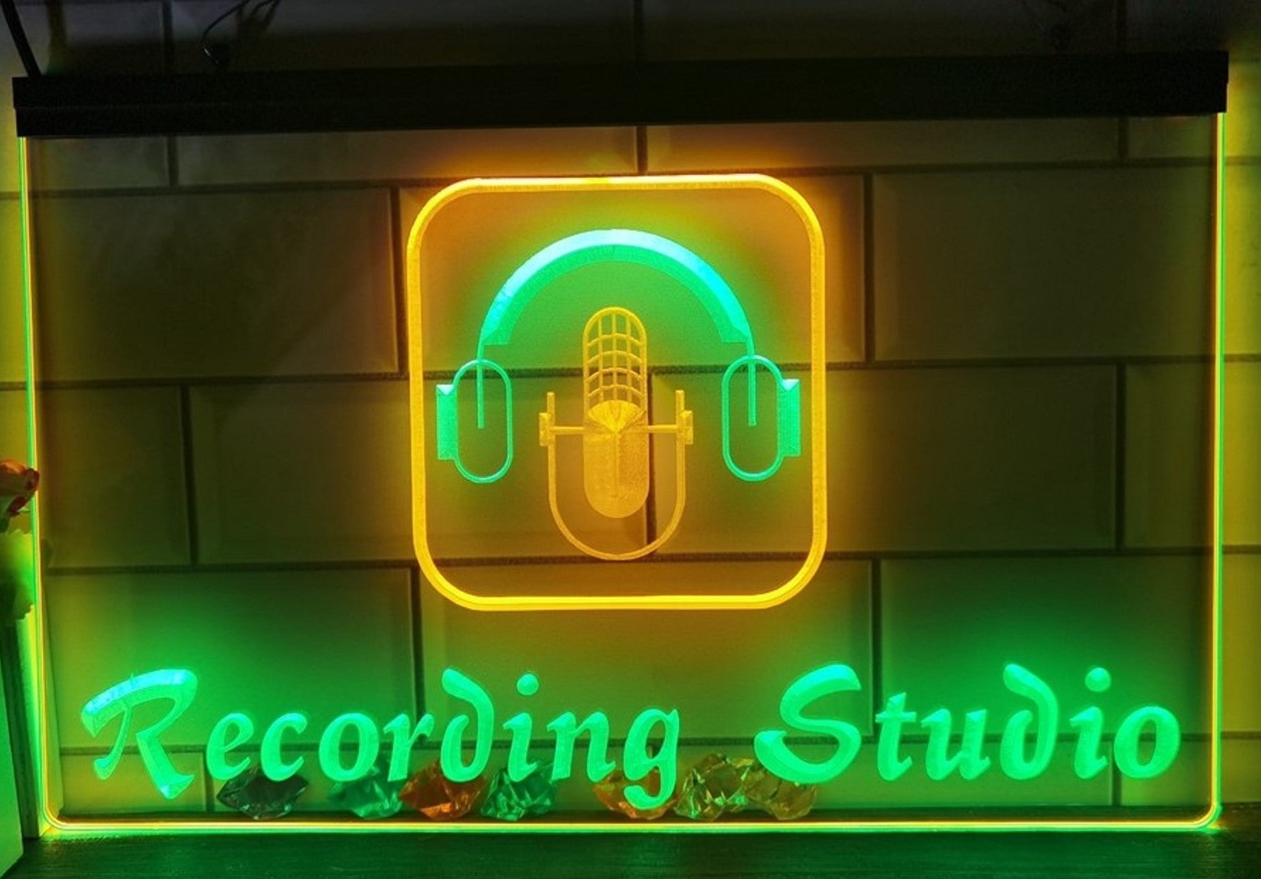 Recording Studio Headphone Led Neon Sign Dual Color Home Music Room Recording Studio Decor