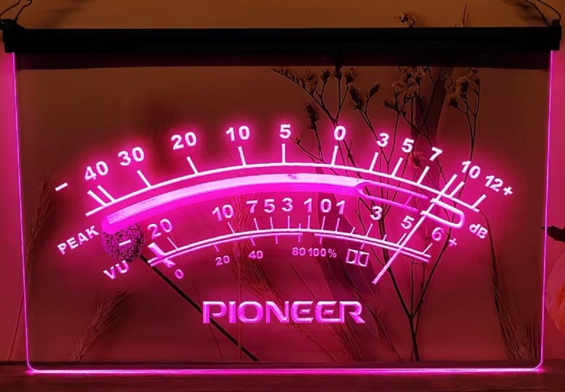 Pioneer Peak VU dB Led Neon Sign Home Music Room Audio Studio Decor