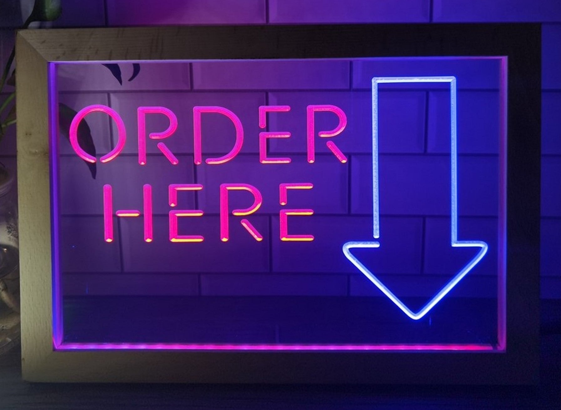 Order Here Led Neon Sign Framed Shop Coffee Shop Decor Wall Hanging Desktop